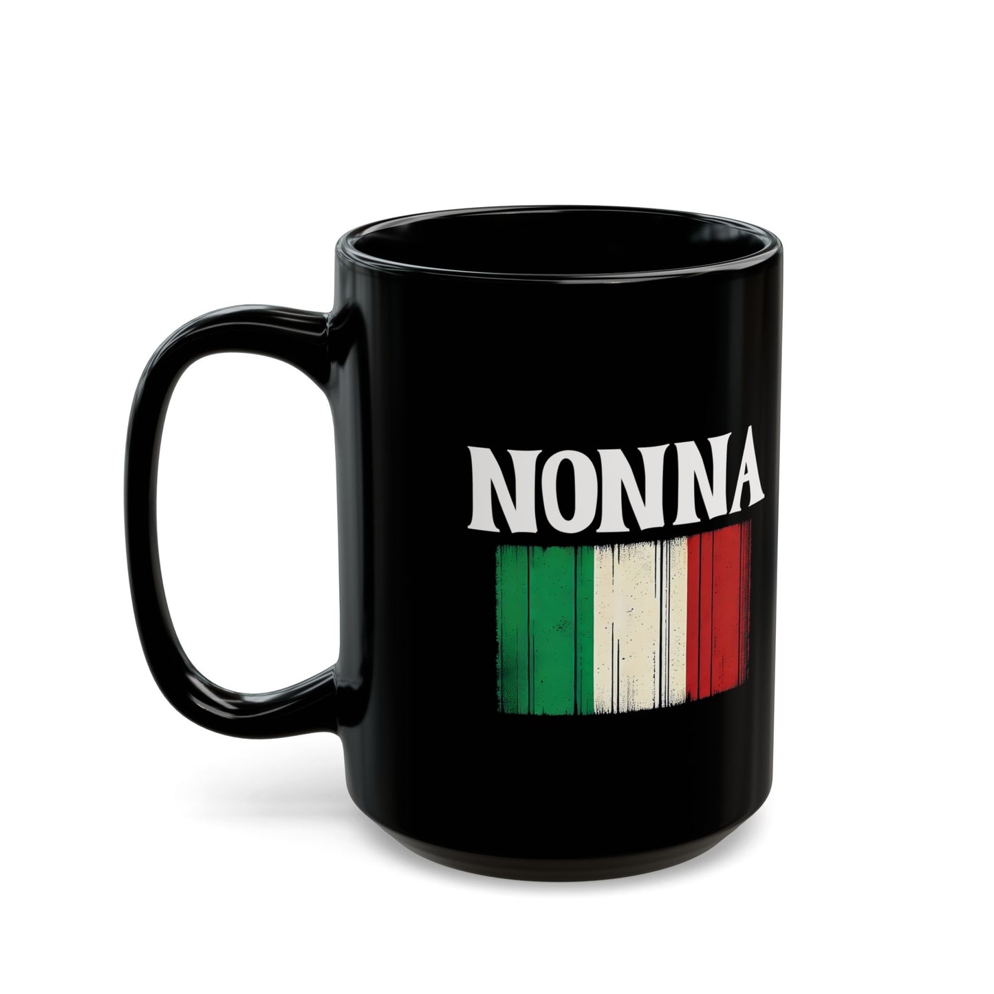 Nonna Italian Flag Distressed Effect Black Mug (11oz, 15oz)