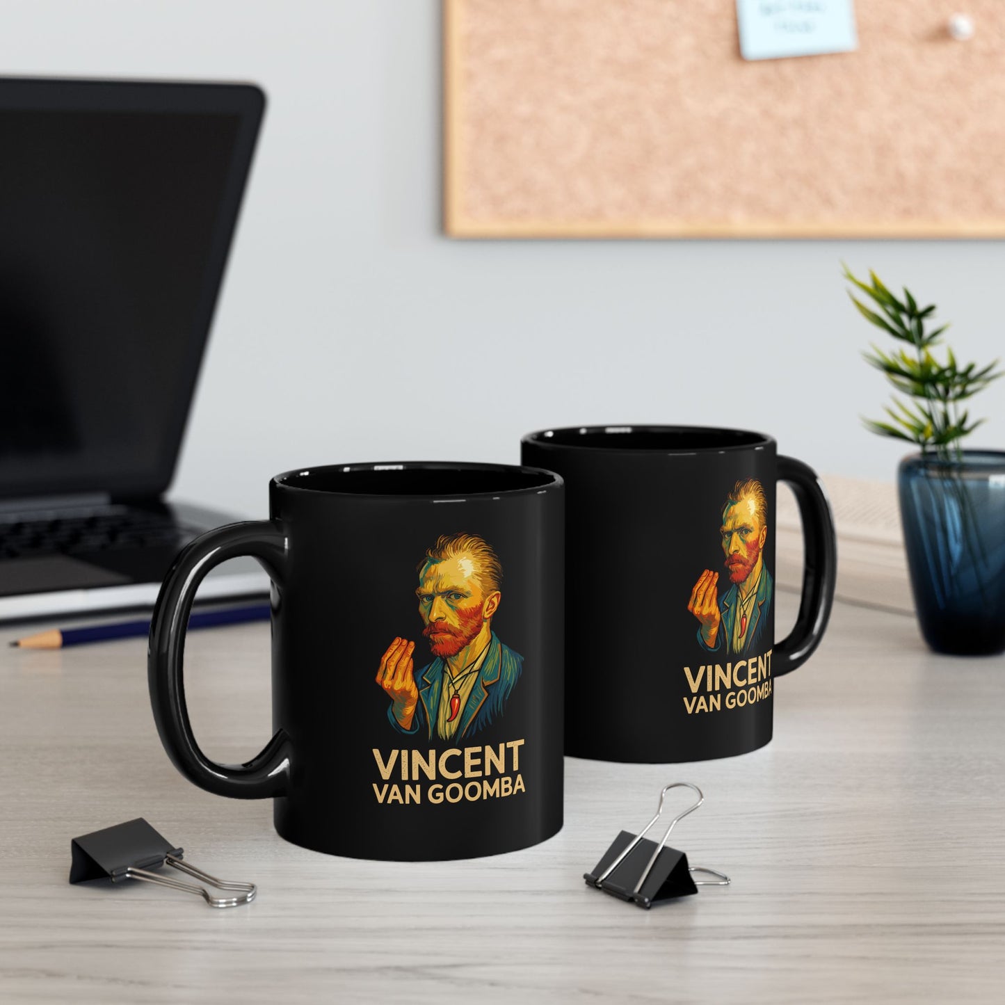 Vincent van Goomba Cornicello Hand Gesture Black Mug (11oz, 15oz)