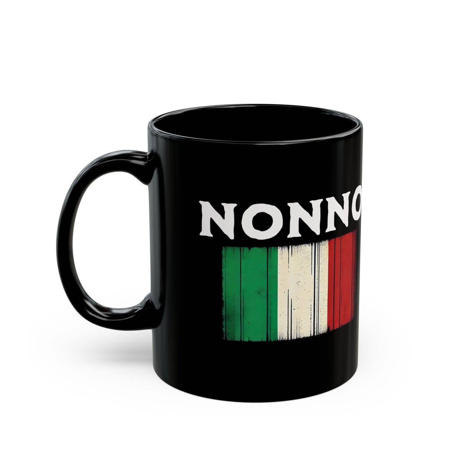 Nonno Italian Flag Distressed Effect Black Mug (11oz, 15oz)