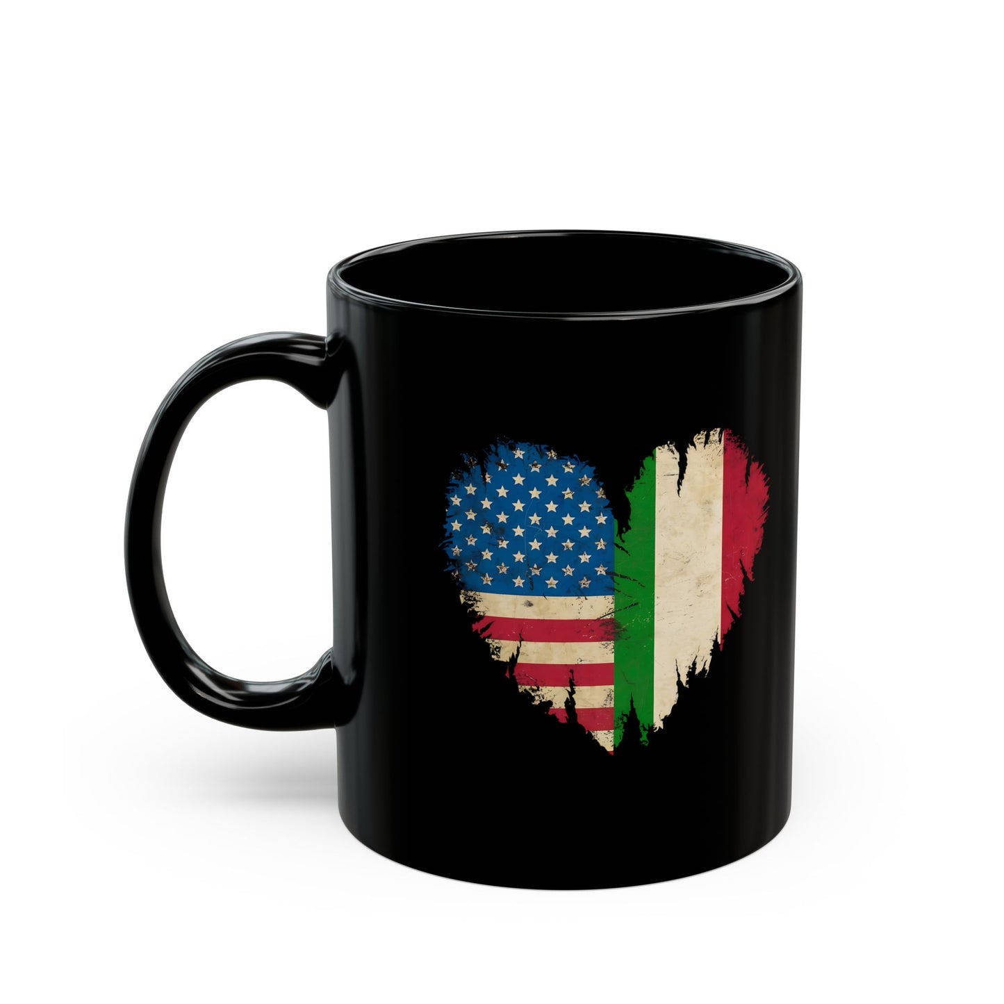 American Born Italian Roots Flags Black Mug (11oz, 15oz)