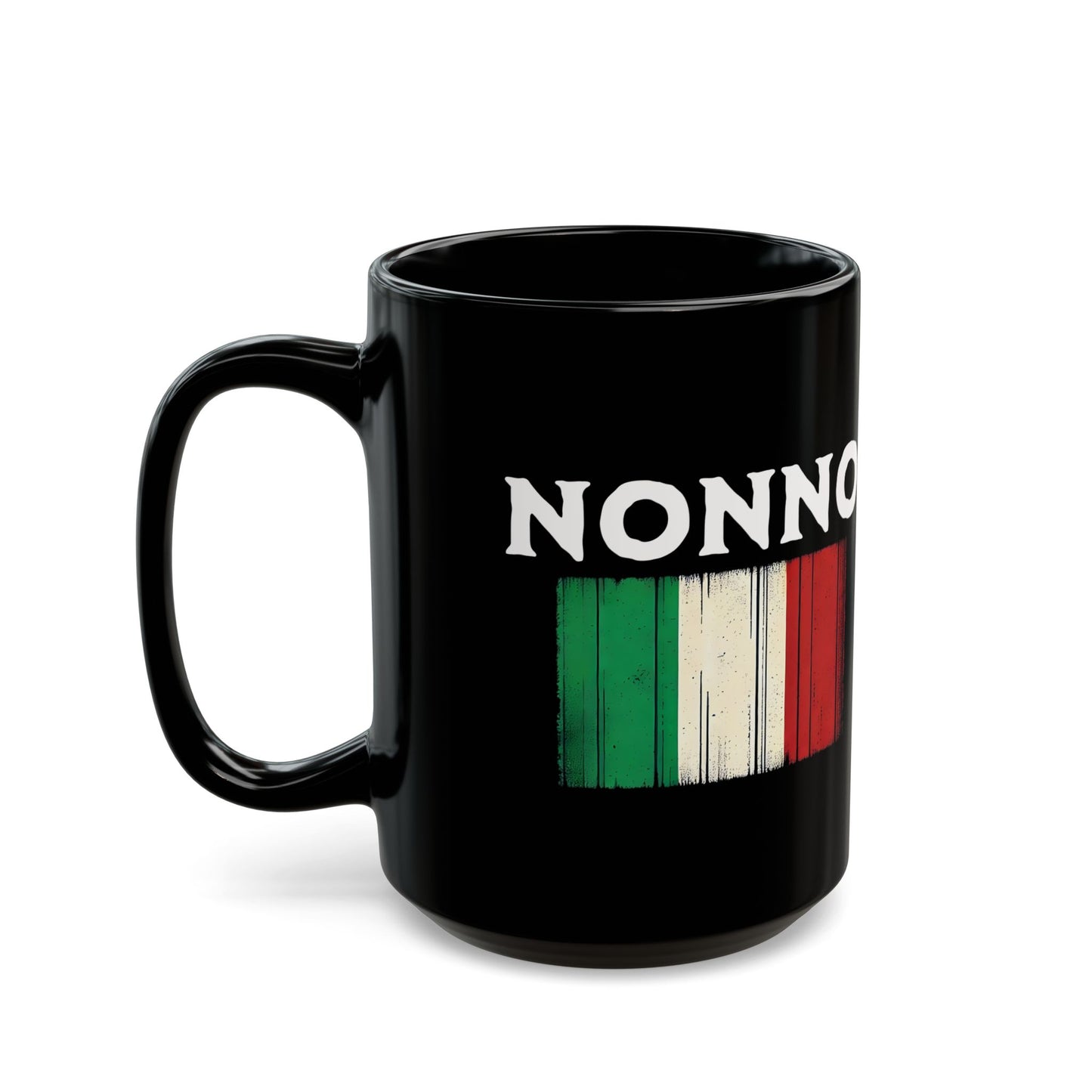 Nonno Italian Flag Distressed Effect Black Mug (11oz, 15oz)