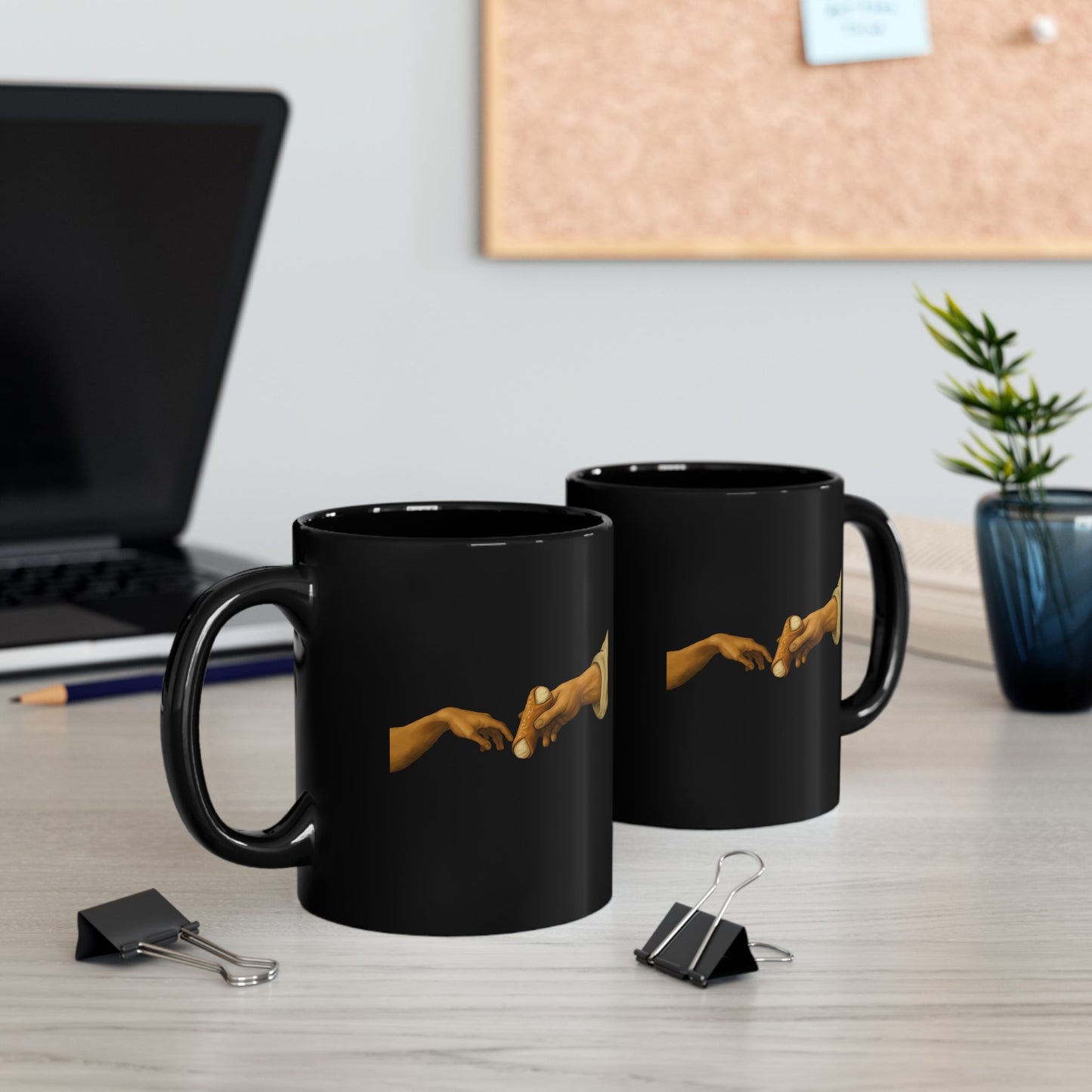 Creation of Adam Michelangelo Cannoli Black Mug (11oz, 15oz)