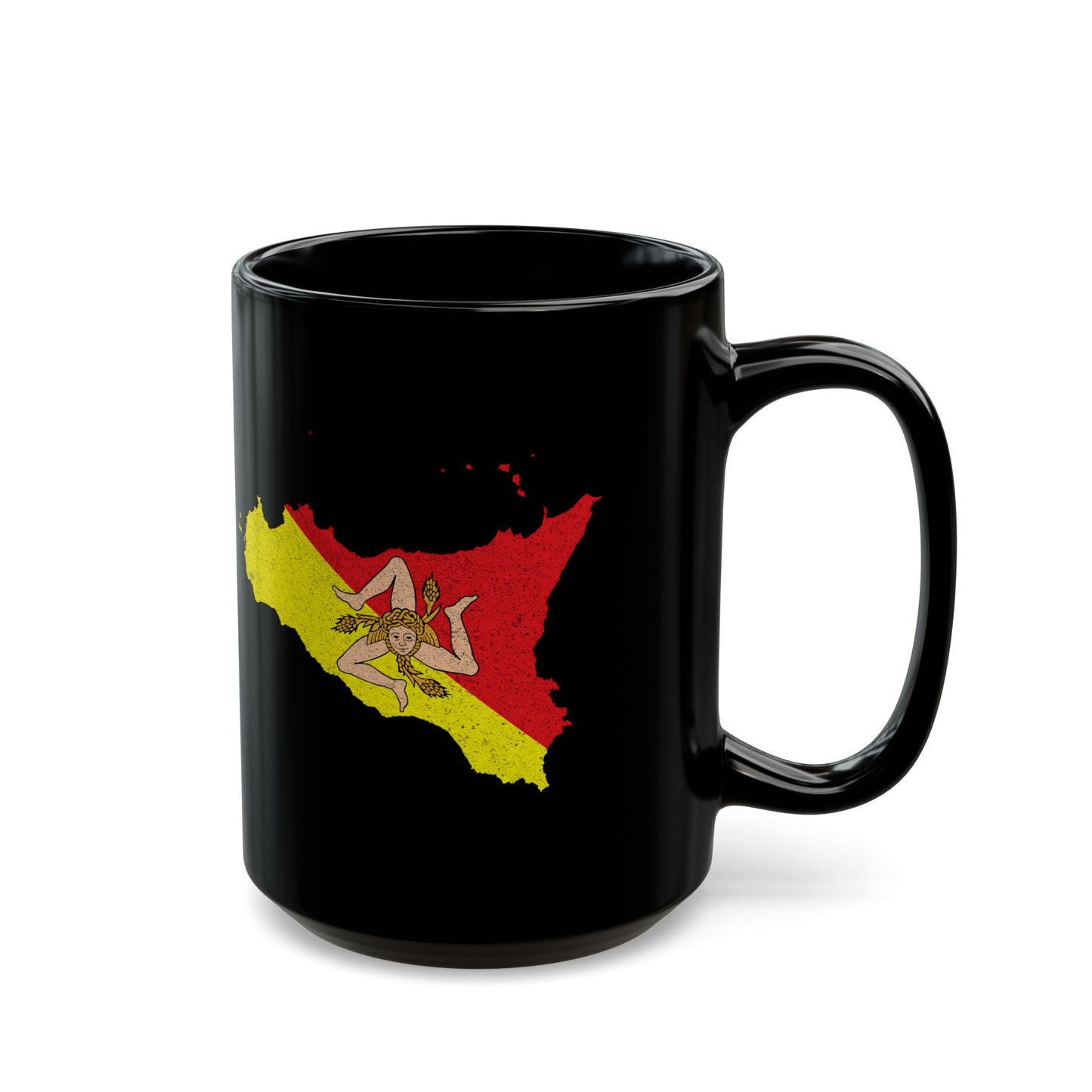 Map of Sicily with Distressed Effect Black Mug (11oz, 15oz)