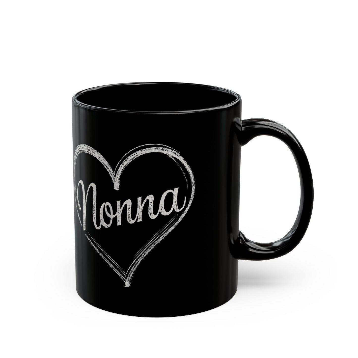 Nonna Chalk Heart Black Mug (11oz, 15oz)
