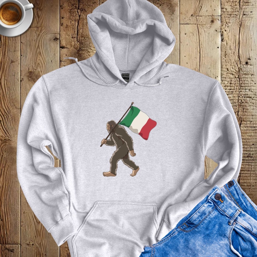 Bigfoot Sasquatch Italian Flag Hoodie Sweatshirt