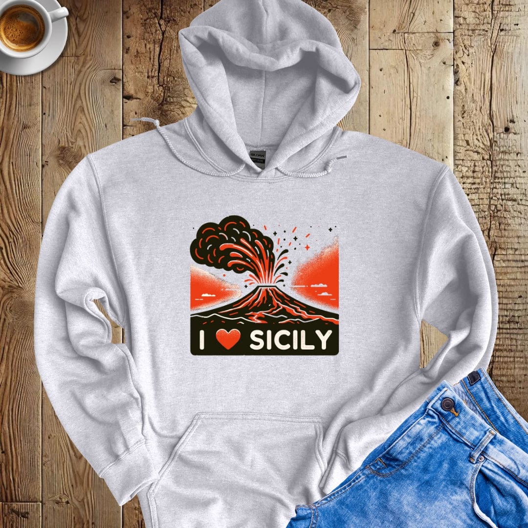 I Love Sicily Mt Etna Hoodie Sweatshirt