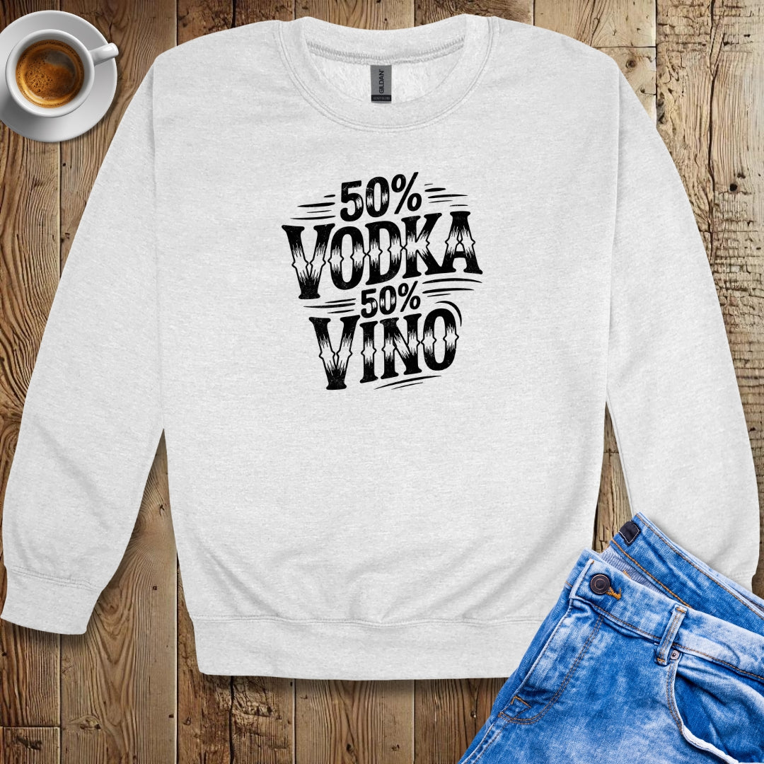 50% Vodka 50% Vino Half Russian Italian Crew Neck Sweatshirt