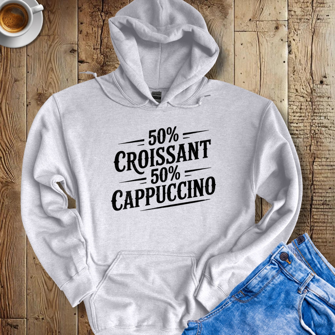 50% Croissant 50% Cappuccino Half French Italian Hoodie Sweatshirt
