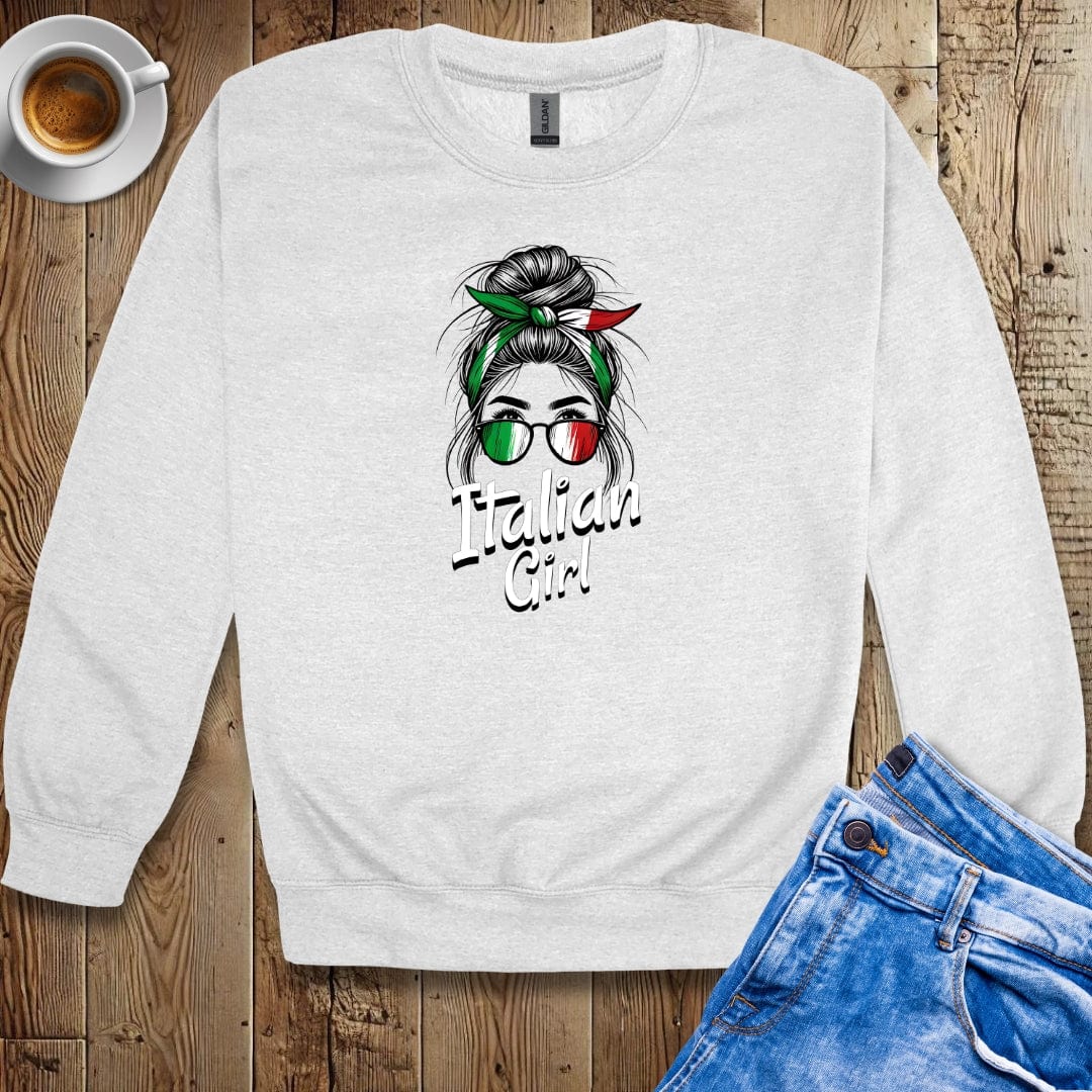 Messy Bun Italian Girl Crew Neck Sweatshirt