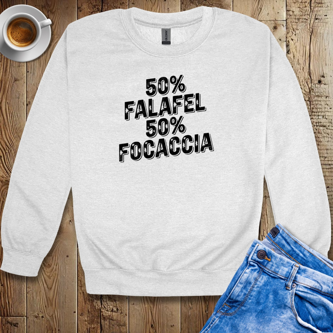 50% Falafel 50% Focaccia Half Lebanese Italian Crew Neck Sweatshirt