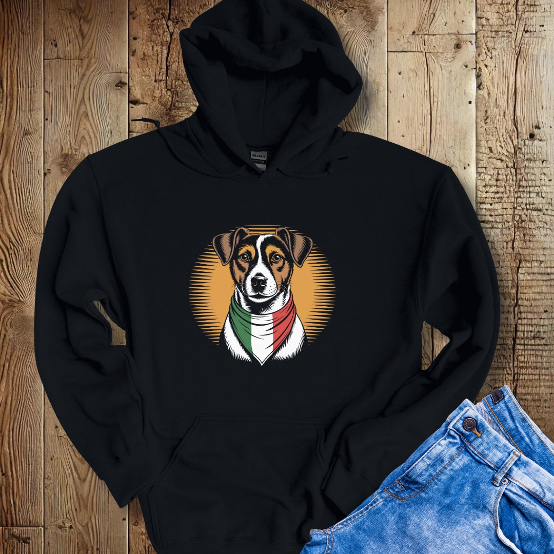 Jack Russell Italian Flag Bandana Hoodie Sweatshirt