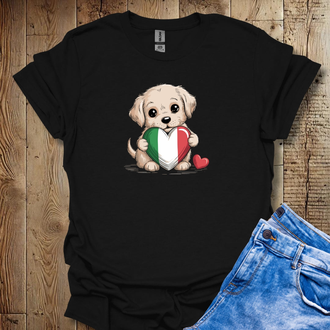 Labrador Puppy with Italian Heart Flag T-shirt