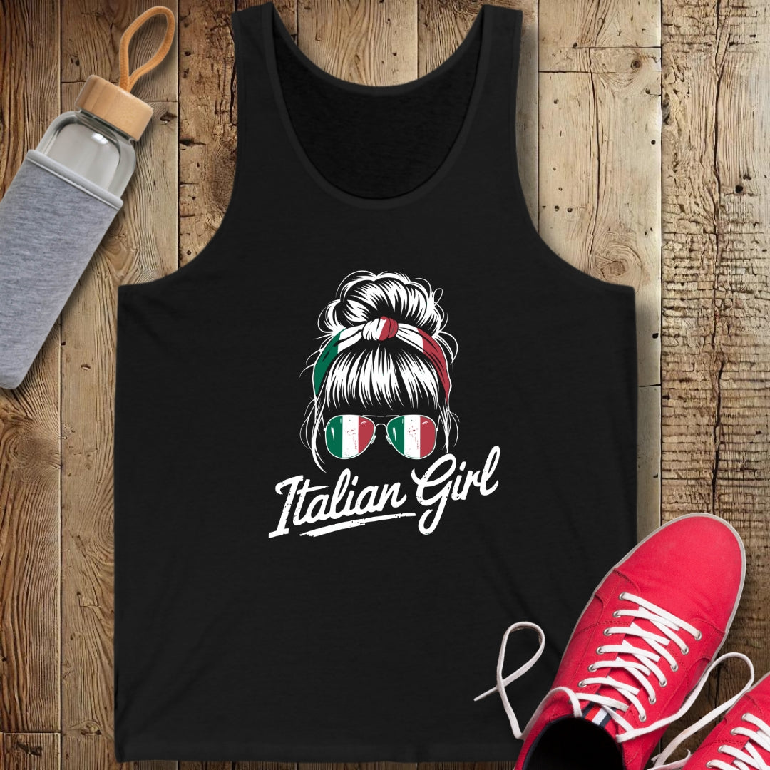 Italian Girl Messy Bun Unisex Jersey Tank