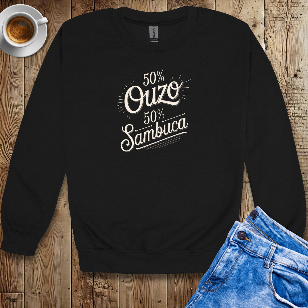 50% Ouzo 50% Sambuca Half Greek Italian Sweatshirt