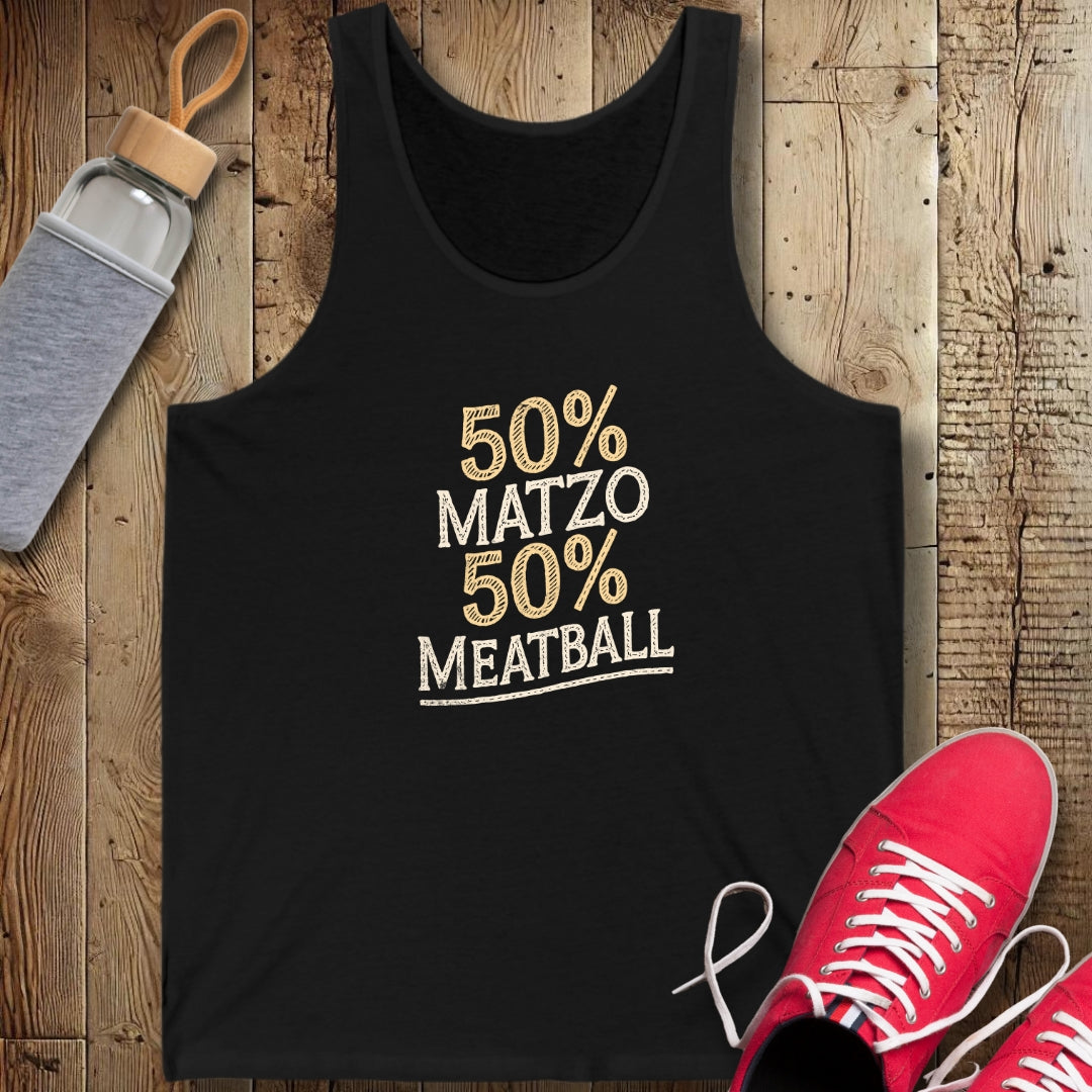50% Matzo 50% Meatball Half Jewish Italian Unisex Jersey Tank