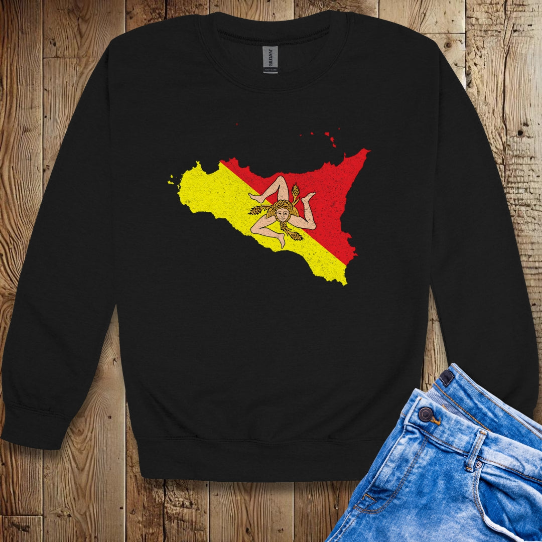 Distressed Style Map of Sicily Sicilia Sweatshirt