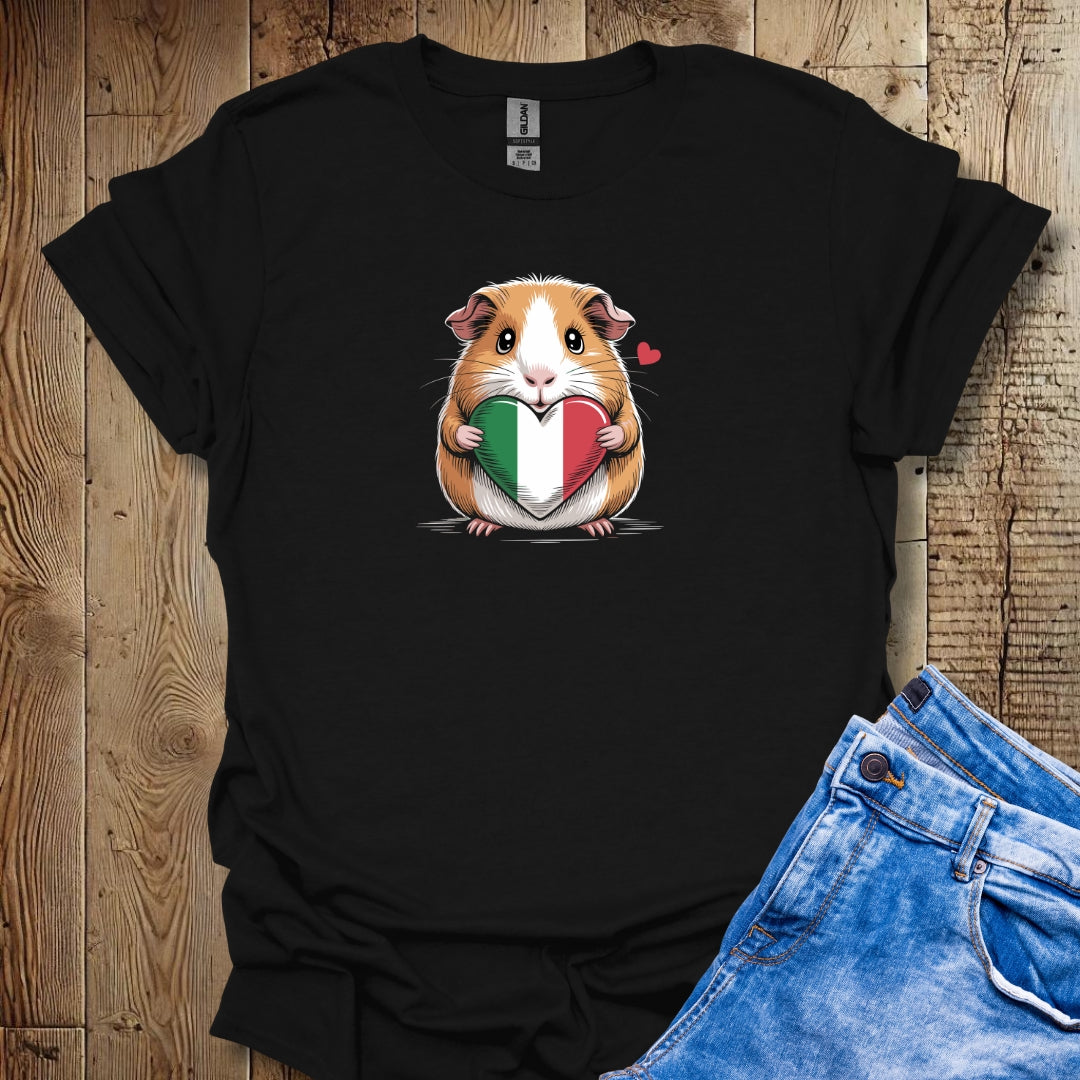 Guinea Pig with Italian Heart Flag T-shirt