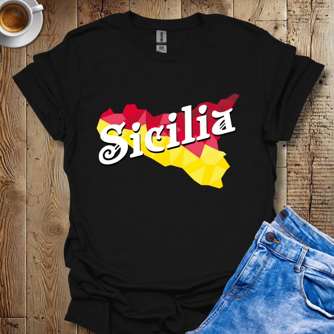 Sicilia with Modern Map of Sicily Italian Pride T-shirt