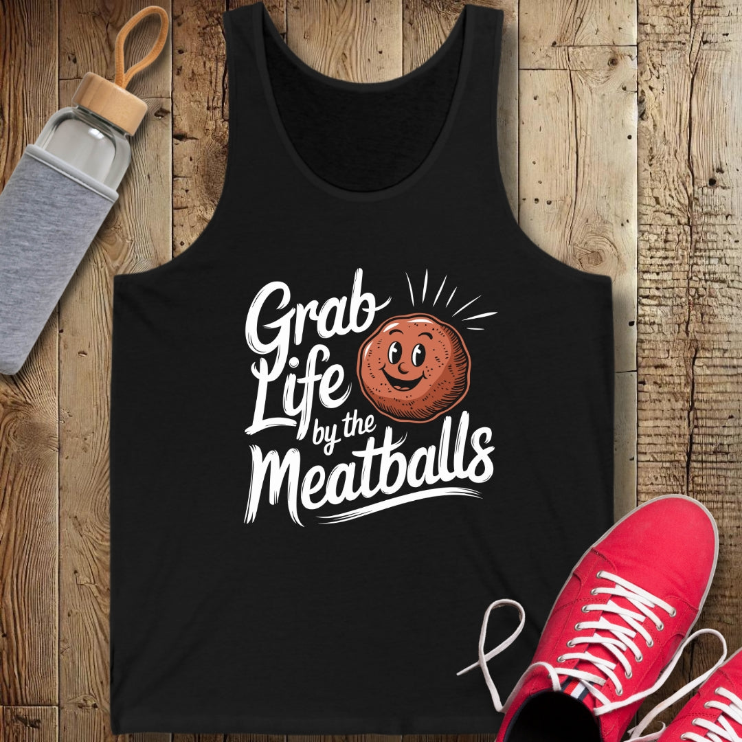 Grab Life By The Meatballs Unisex Jersey Tank