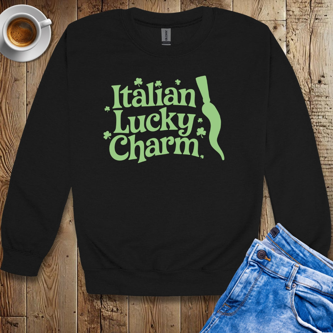 Italian Lucky Charm Cornicello Malocchio Pendant Irish Green Sweatshirt