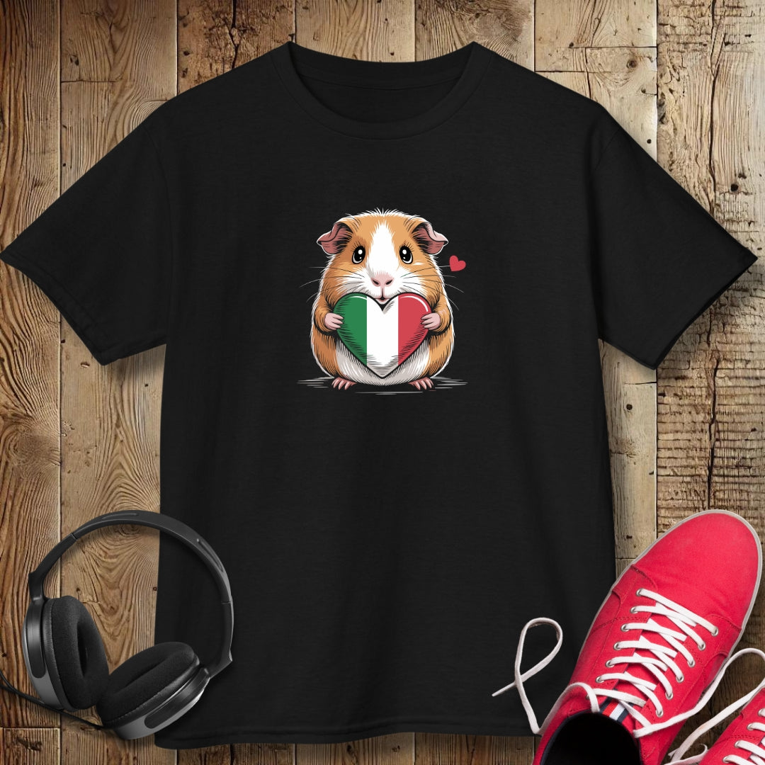 Guinea Pig with Italian Heart Flag Kids Tee