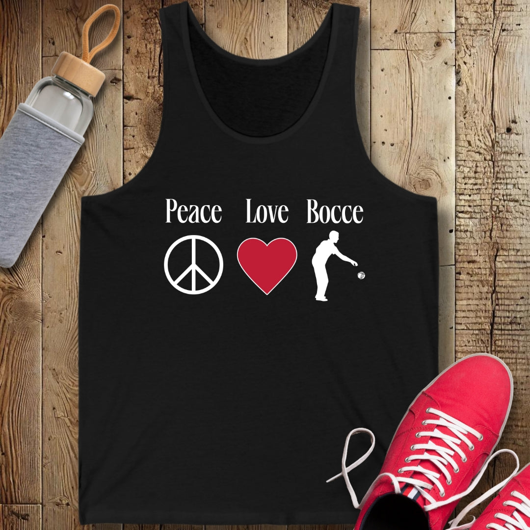 Peace Love Bocce Unisex Jersey Tank
