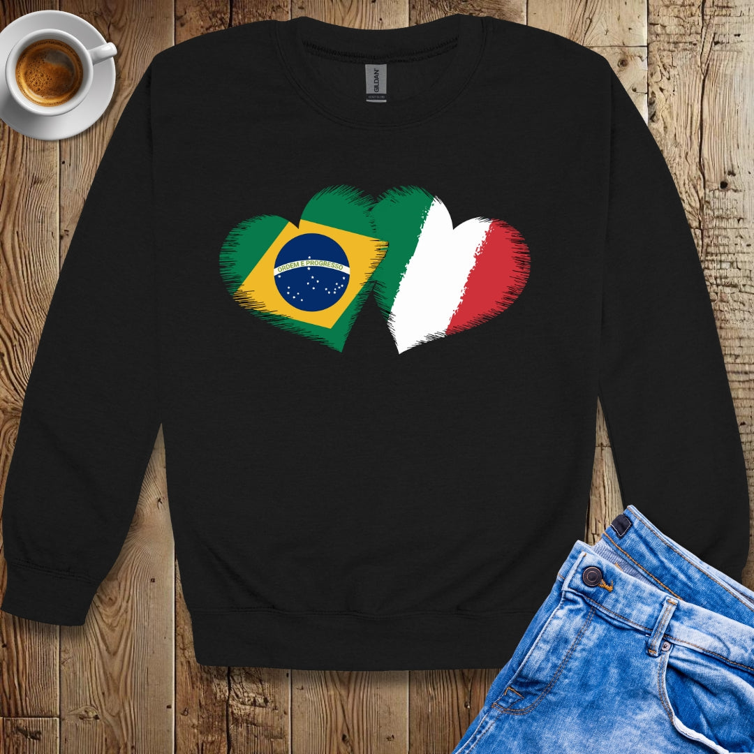 Half Brazilian Half Italian Flag Hearts Sweatshirt