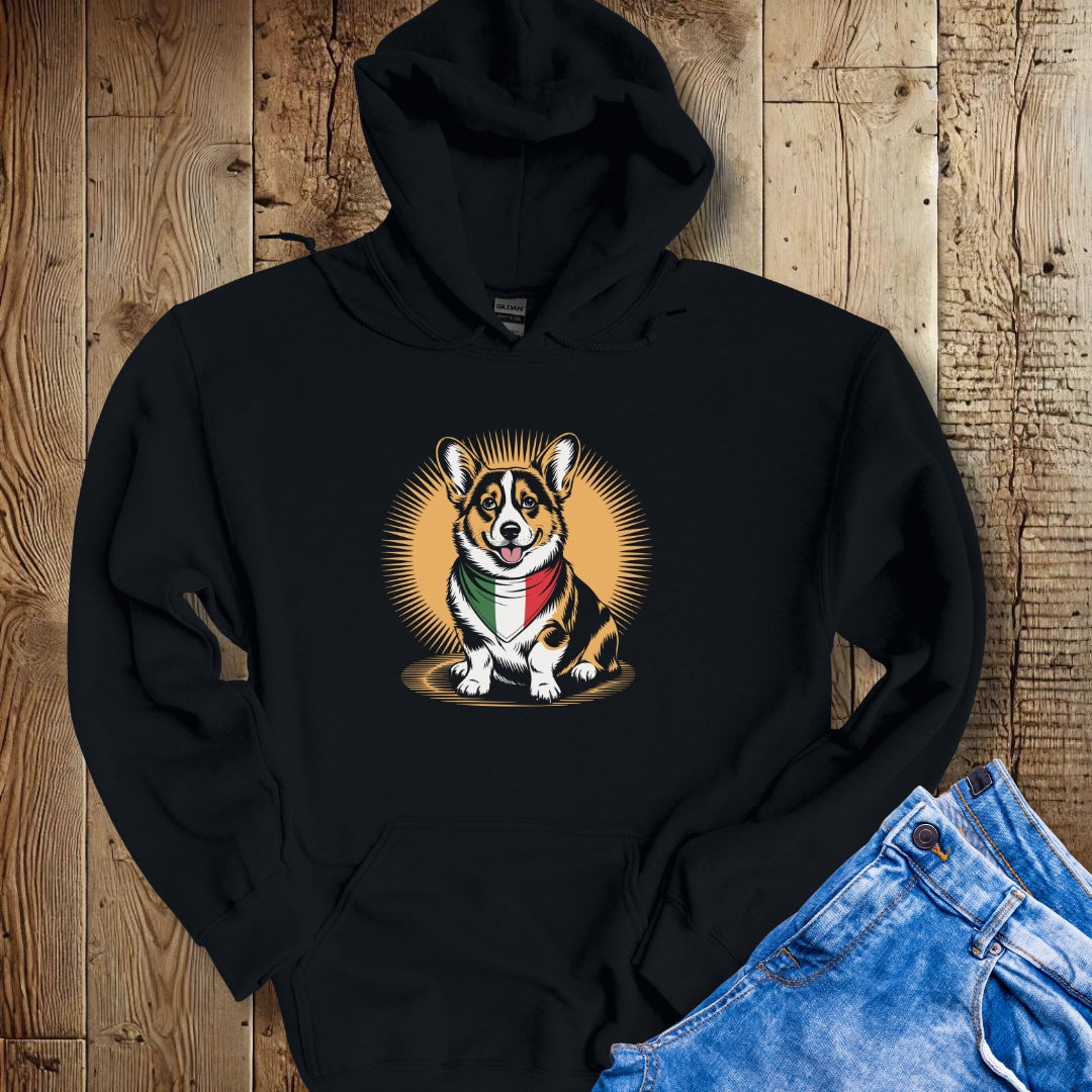 Corgi Italian Flag Bandana Hoodie Sweatshirt