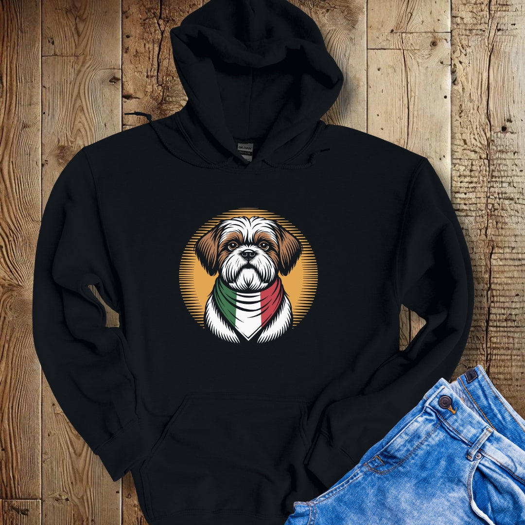 Shih Tzu Italian Flag Bandana Hoodie Sweatshirt