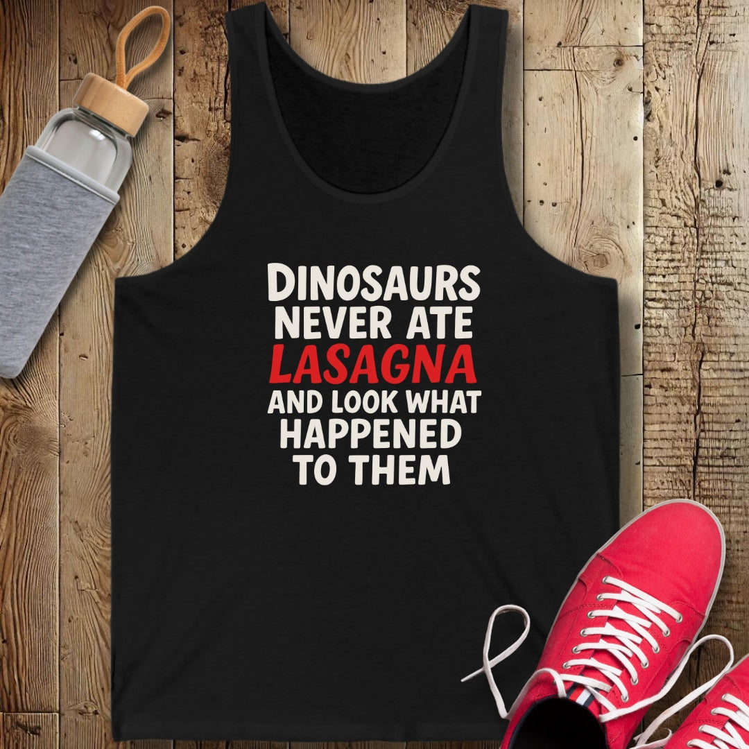 Dinosaurs Never At Lasagna Unisex Jersey Tank