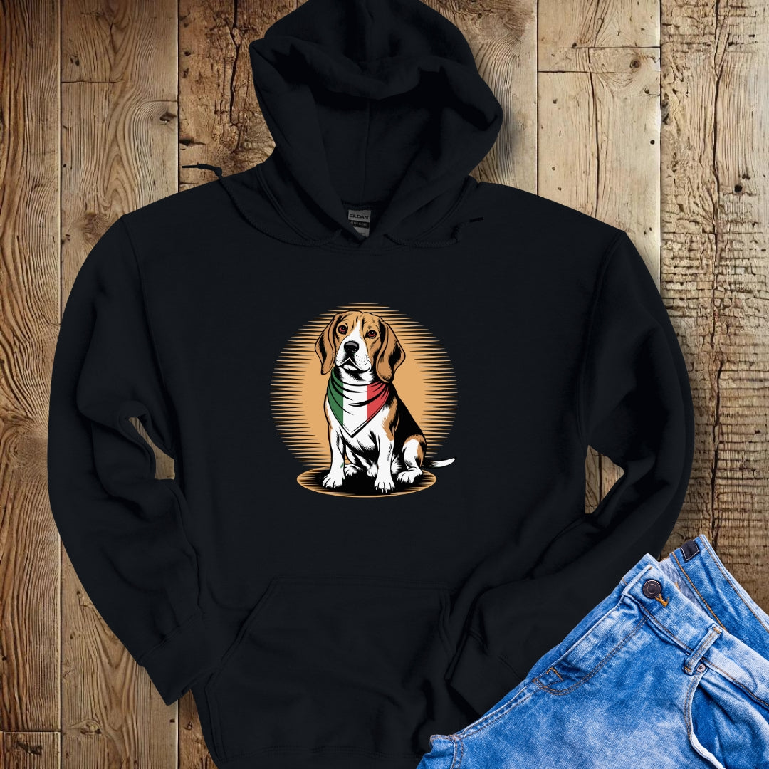 Beagle Italian Flag Bandana Hoodie Sweatshirt
