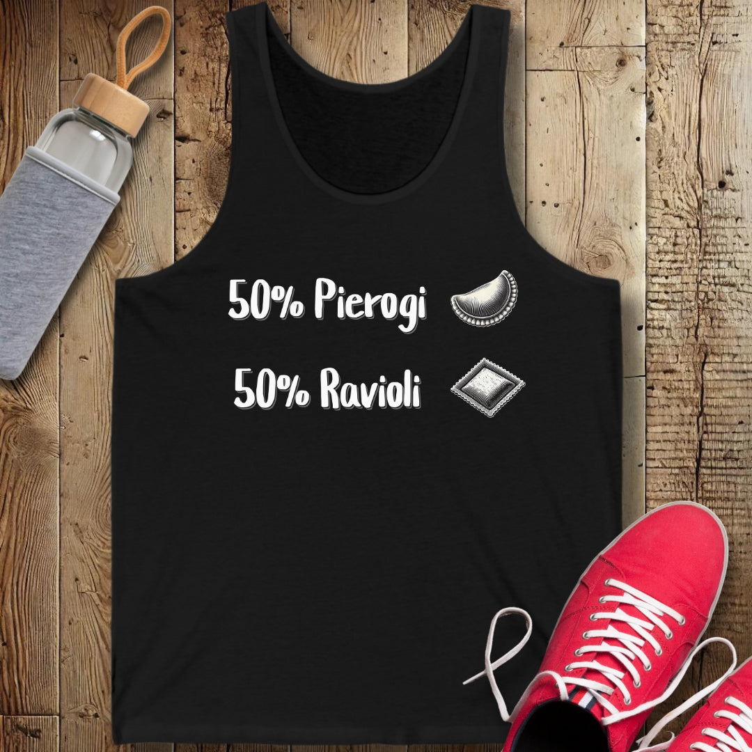 50% Pierogi 50% Ravioli Half Polish Italian Unisex Jersey Tank