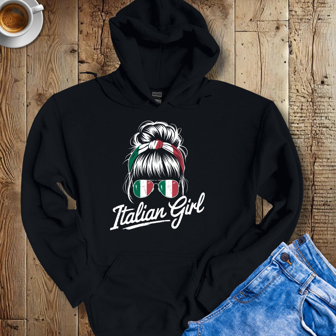 Italian Girl Messy Bun Hoodie Sweatshirt