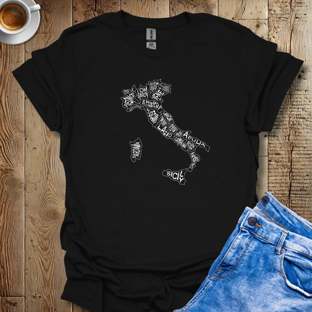 Regional Map of Italy in White T-shirt