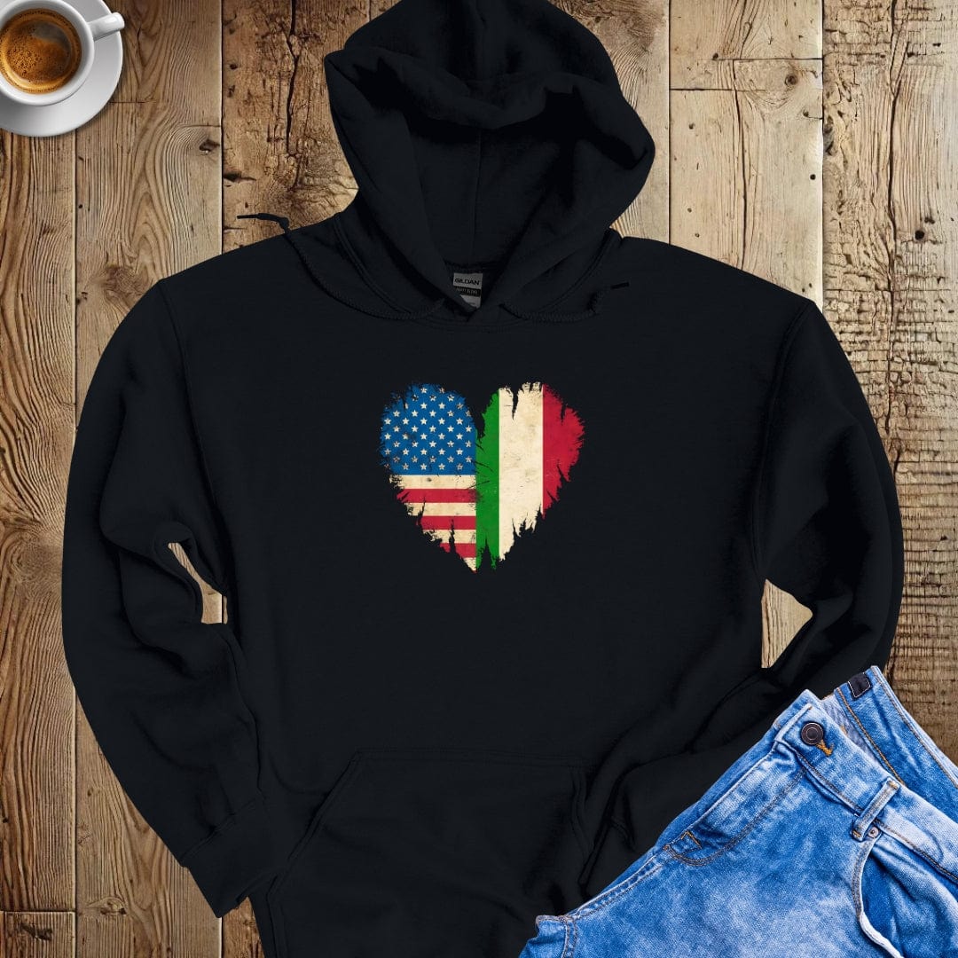 American Italian Flag Heart Hoodie Sweatshirt