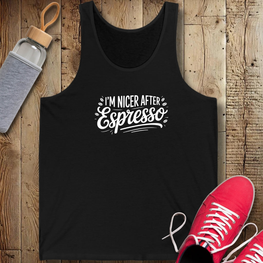 I'm Nicer After Espresso Unisex Jersey Tank