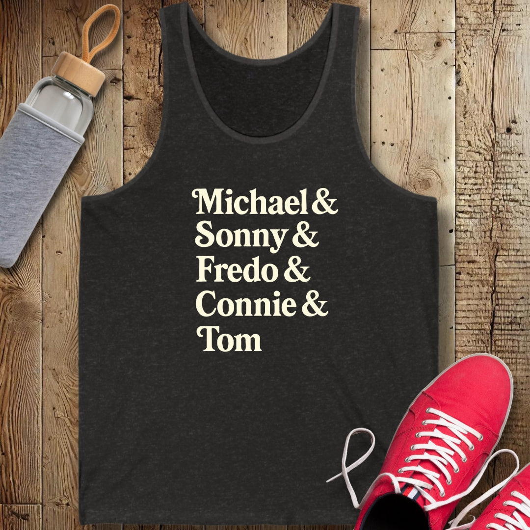 Michael & Sonny & Fredo & Connie Godfather Names Unisex Jersey Tank