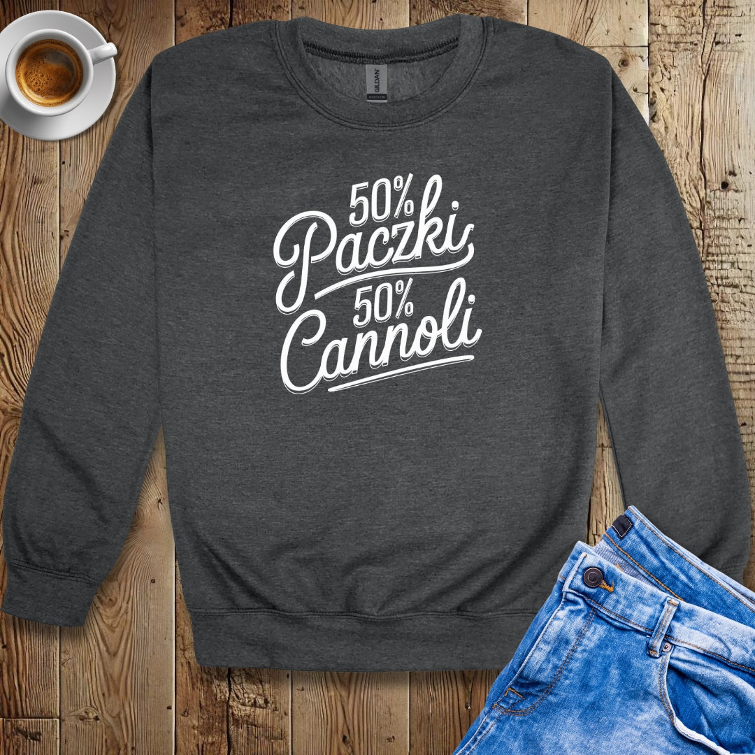 50% Paczki 50% Cannoli Half Polish Italian Crew Neck Sweatshirt