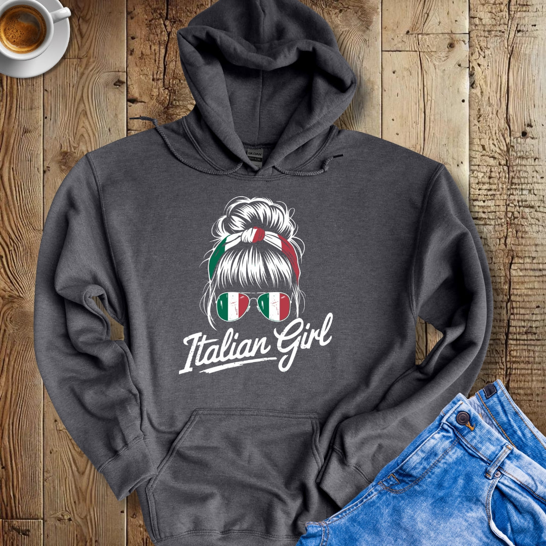 Italian Girl Messy Bun Hoodie Sweatshirt