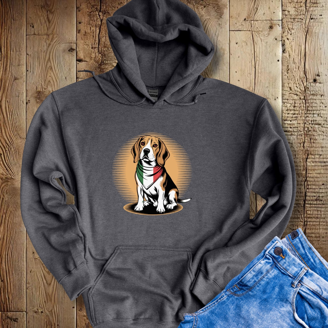 Beagle Italian Flag Bandana Hoodie Sweatshirt