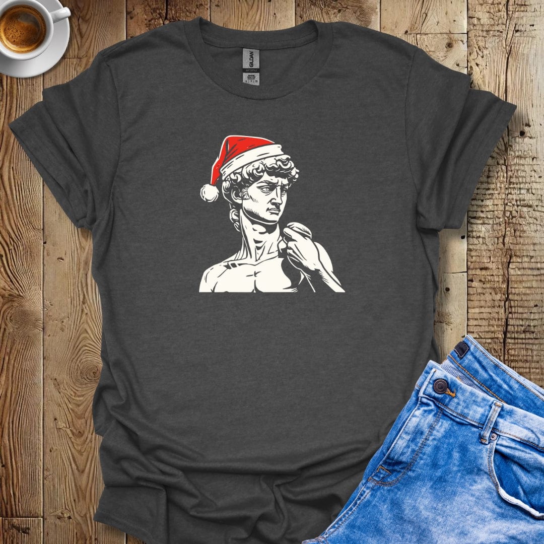 Statue Of David In Santa Hat Italian Christmas T-shirt