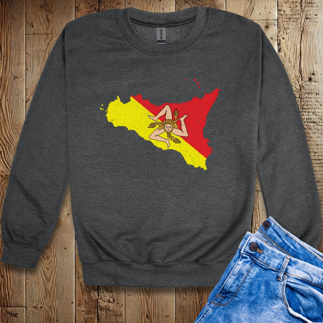 Distressed Style Map of Sicily Sicilia Sweatshirt