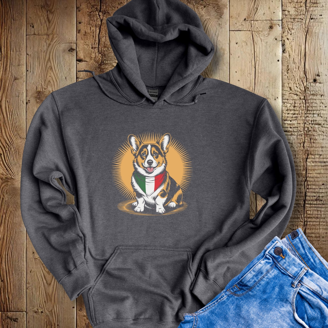 Corgi Italian Flag Bandana Hoodie Sweatshirt