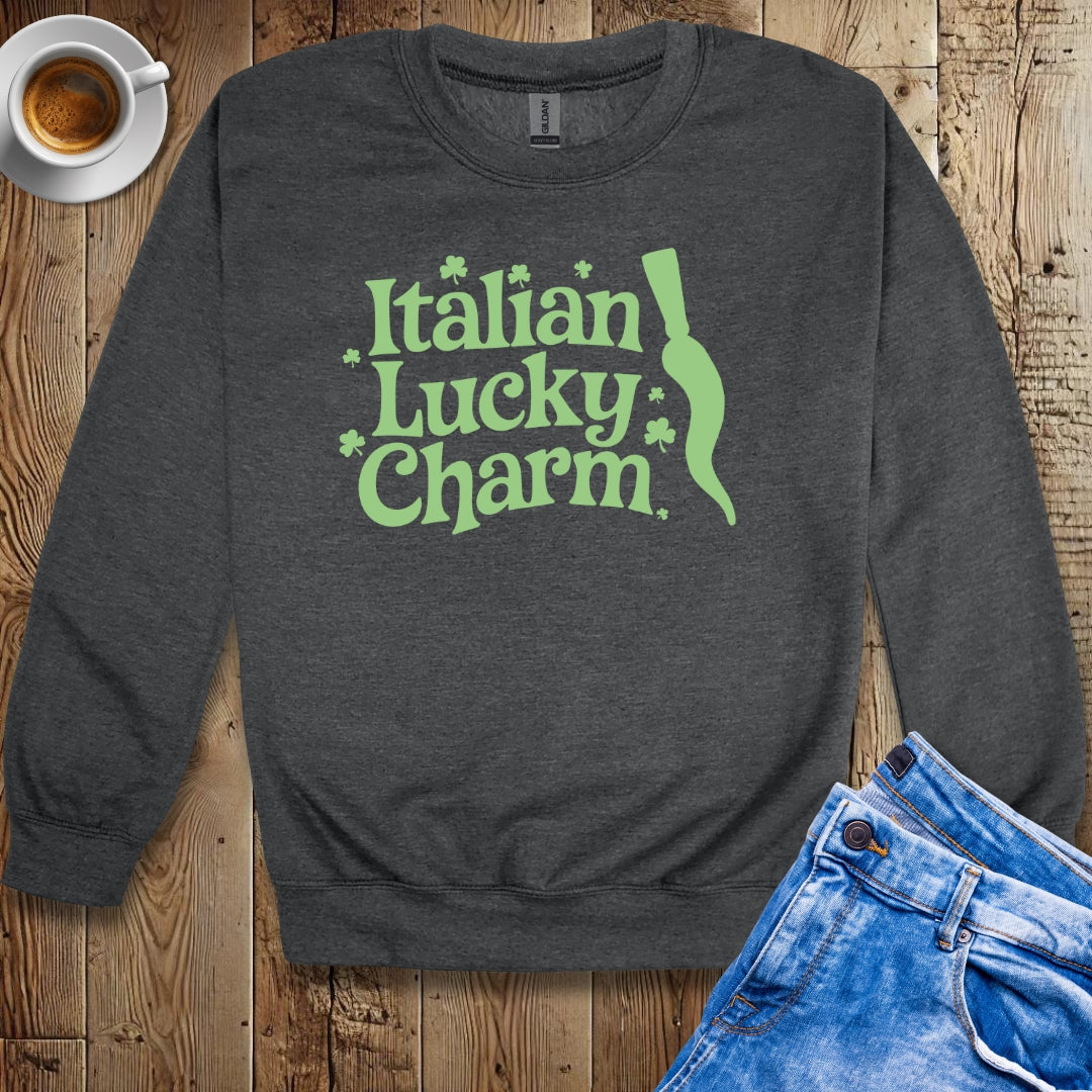Italian Lucky Charm Cornicello Malocchio Pendant Irish Green Sweatshirt