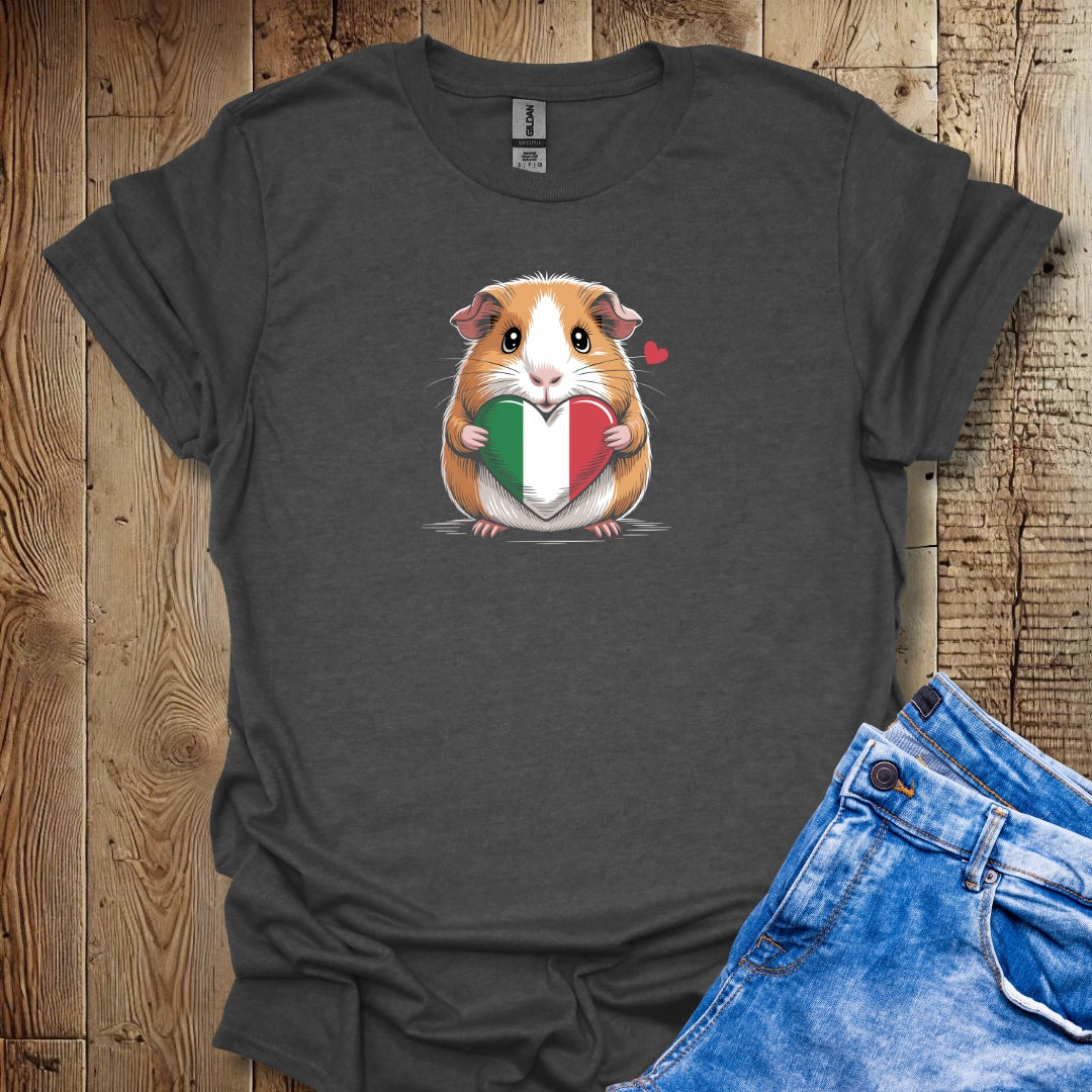 Guinea Pig with Italian Heart Flag T-shirt