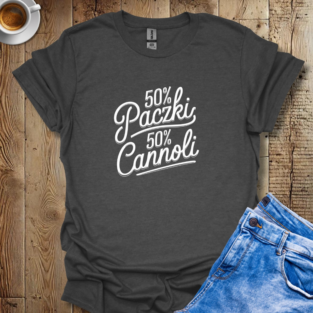 50% Paczki 50% Cannoli Half Polish Italian T-shirt