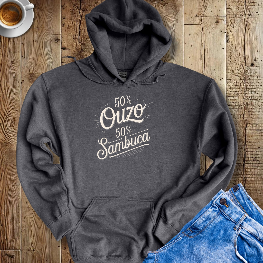 50% Ouzo 50% Sambuca Half Greek Half Italian Hoodie Sweatshirt