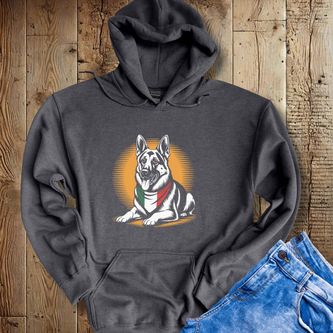 German Shepherd Italian Flag Bandana Hoodie Sweatshirt