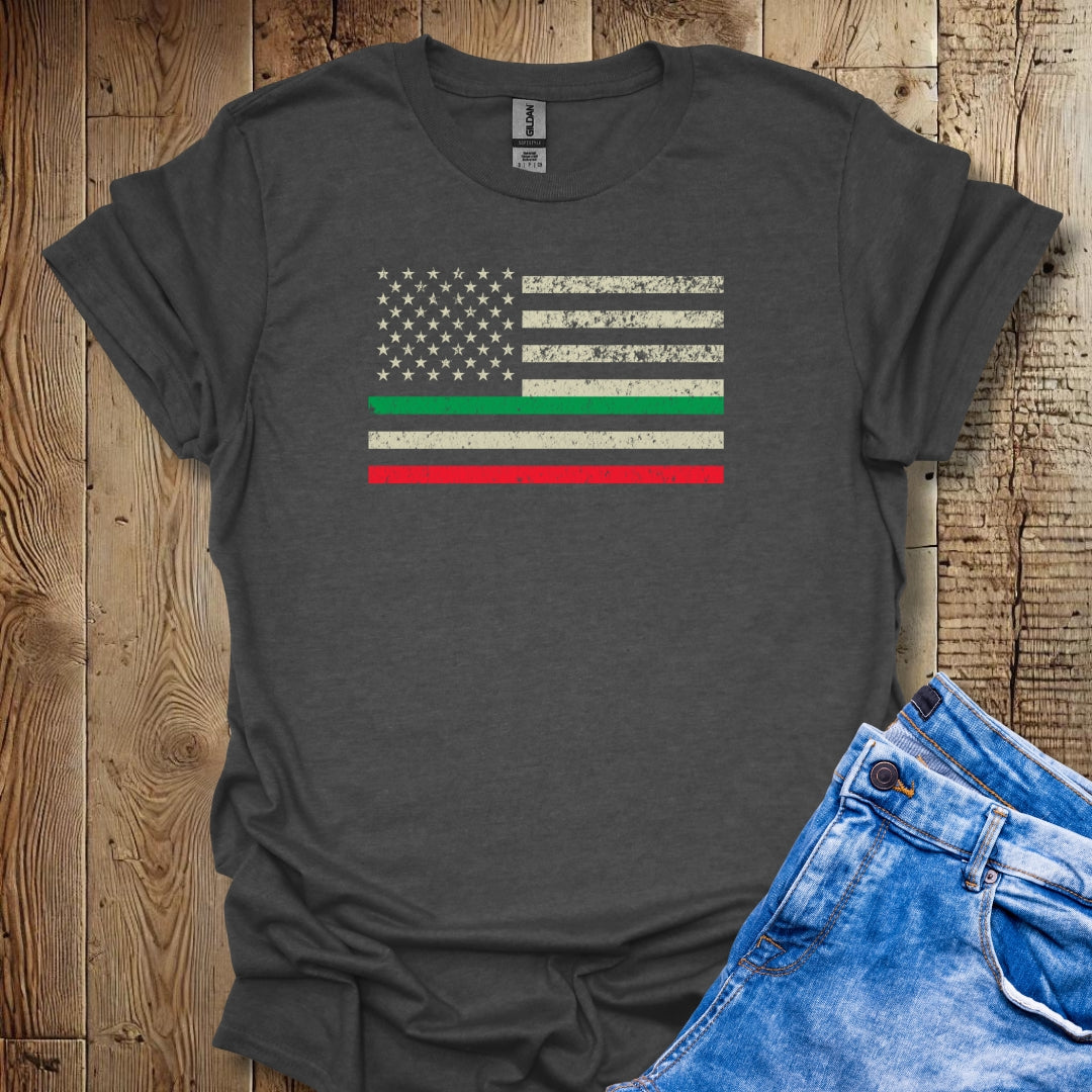 American Italian Distressed Flag T-shirt
