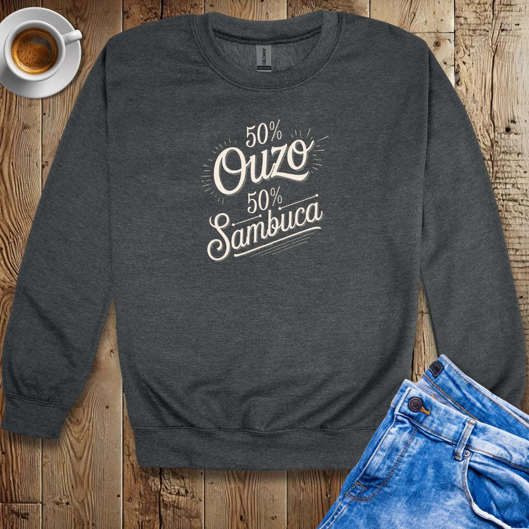 50% Ouzo 50% Sambuca Half Greek Italian Sweatshirt